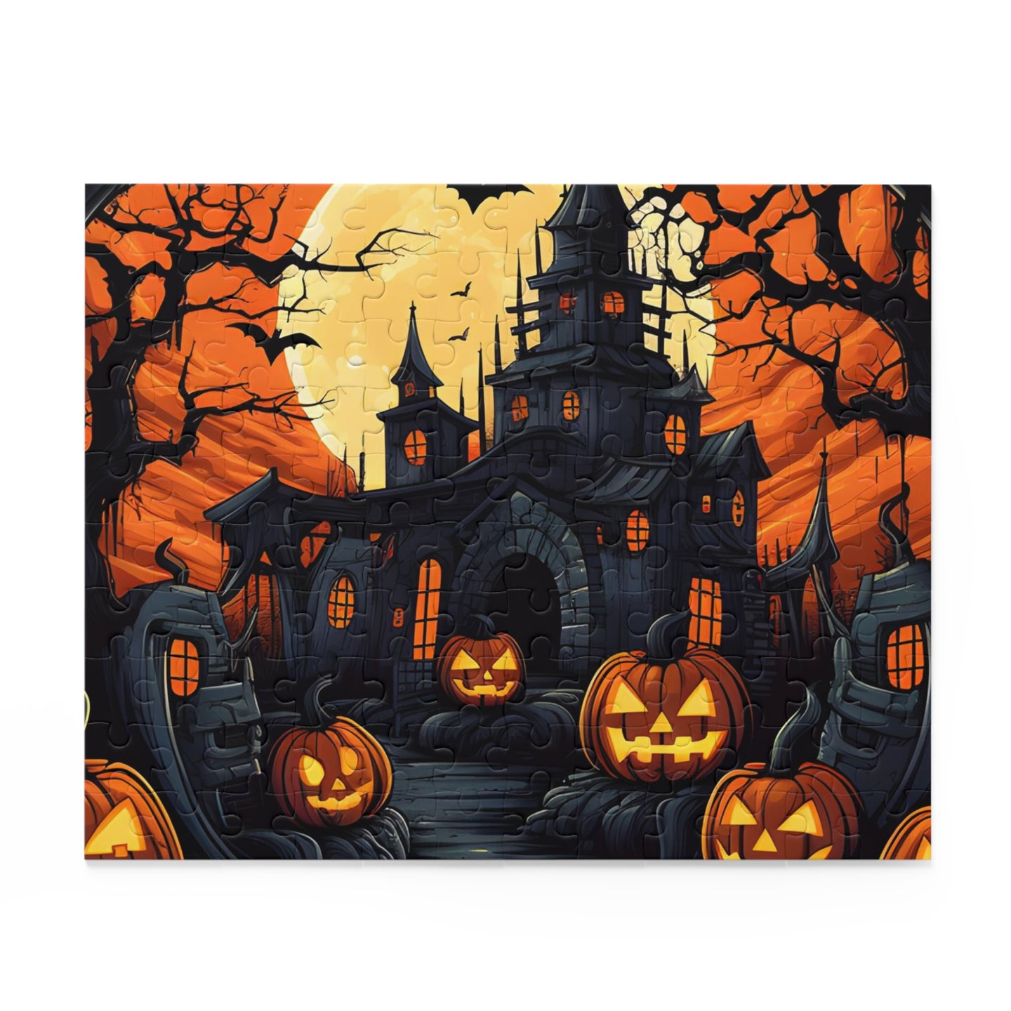 DistinctInk Jigsaw Puzzle with Darkness Falls on Halloween Design for Halloween