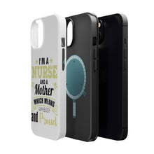 DistinctInk ToughCase for Apple iPhone, Compatible with MagSafe Charging - Nurse and a Mother - Busy and Proud