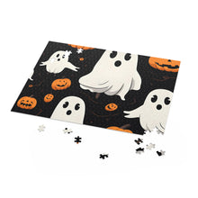 DistinctInk Jigsaw Puzzle with Ghost Skeleton Pumpkin Cartoon Design for Halloween