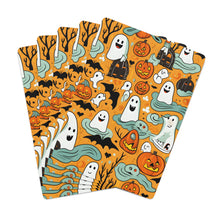 DistinctInk Playing Poker Cards with Flying Pumpkin Bats Design for Halloween