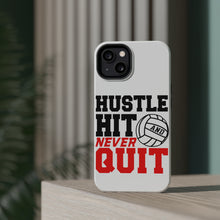 DistinctInk ToughCase for Apple iPhone, Compatible with MagSafe Charging - Hustle Hit Never Quit Volleyball