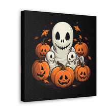 DistinctInk Canvas Wall Art with Ghost Skeleton Pumpkin Pattern for Halloween