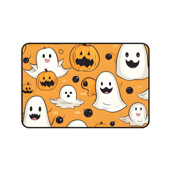 DistinctInk Desk Mat with Ghoulish Bats and Pumpkins Design for Halloween