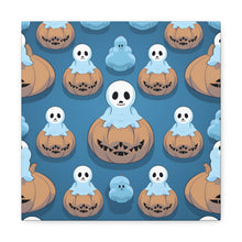 DistinctInk Canvas Wall Art with Ghost Skeleton Pumpkin Pattern for Halloween