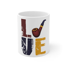 DistinctInk Glossy White Coffee / Tea Mug - Love Pipe Smoking