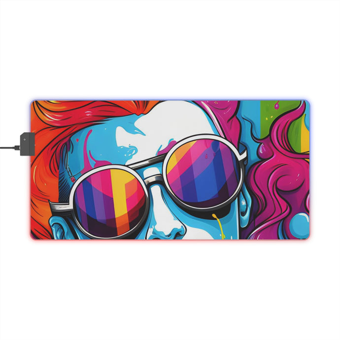 DistinctInk LED Gaming Mouse Pad with Leading with Courage and Grace Design for LGBTQ+ Pride