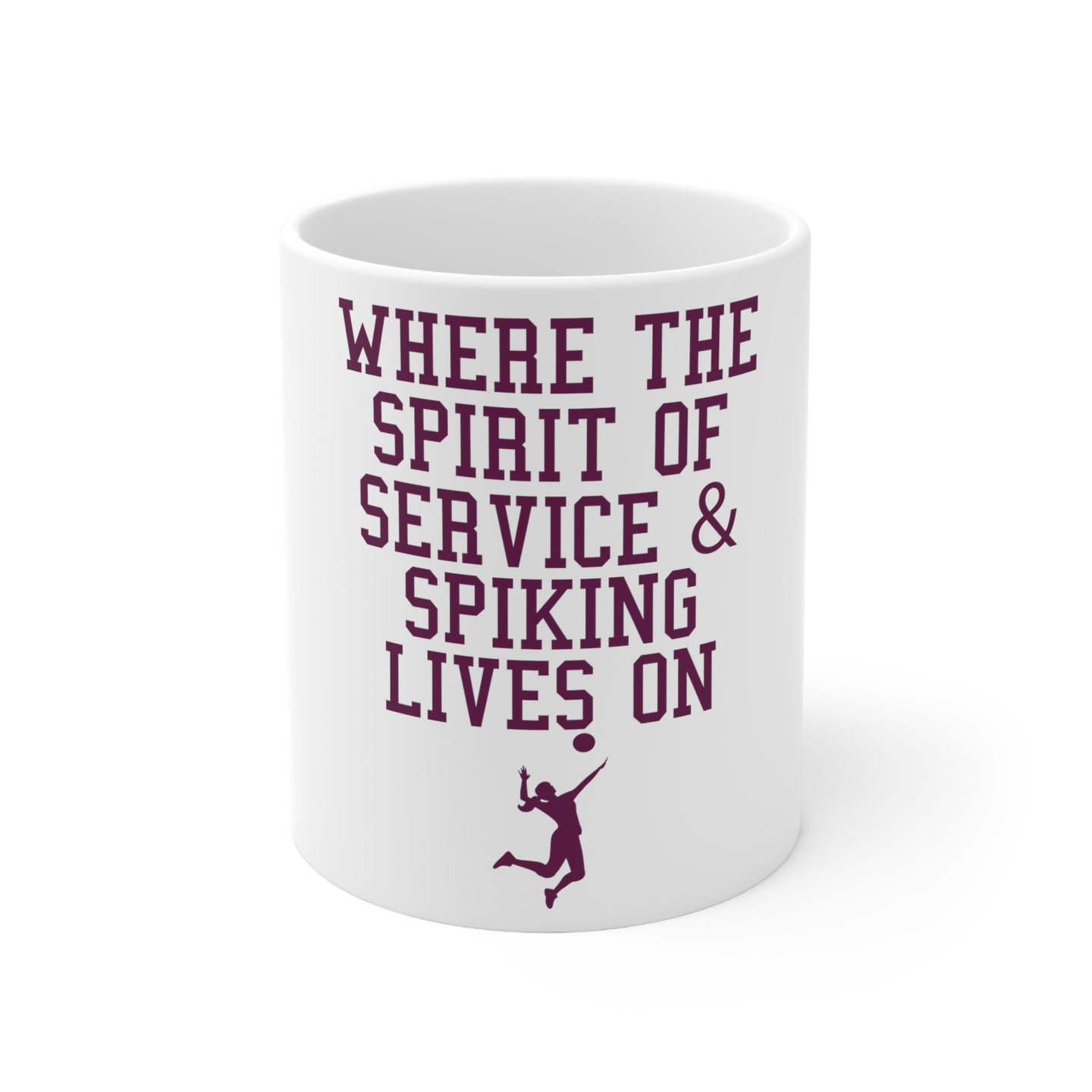 DistinctInk Glossy White Coffee / Tea Mug - Spirit of Service & Spiking Lives On Tennis