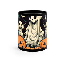 DistinctInk Black Coffee Mug - Spooky Skeleton Pumpkins for Halloween