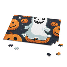 DistinctInk Jigsaw Puzzle with Ghost Skeleton Spooky Pumpkins Design for Halloween