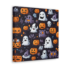 DistinctInk Canvas Wall Art with Spooky Bat-o-lanterns for Halloween