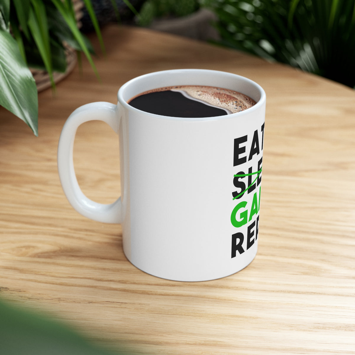 Glossy White Coffee / Tea Mug - Eat Game Repeat - Video Games Gamer, view 8