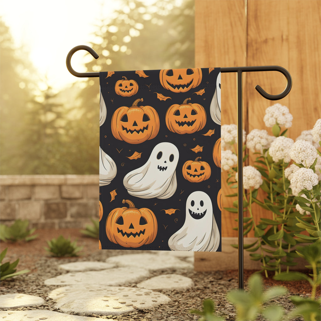 Garden & House Banner / Flag with Ghastly Skeleton Pumpkin Party Design for Halloween, view 5