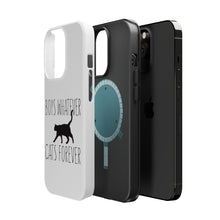 DistinctInk ToughCase for Apple iPhone, Compatible with MagSafe Charging - Boys Whatever, Cats Forever