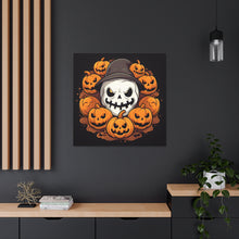 DistinctInk Canvas Wall Art with Spooky Skeleton Pumpkin Patch for Halloween