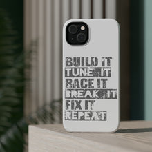 DistinctInk ToughCase for Apple iPhone, Compatible with MagSafe Charging - Build It Tune Race Break Fix Repeat