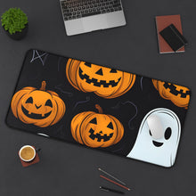 DistinctInk Desk Mat with Ghost Skeleton Cartoon Pumpkin Design for Halloween