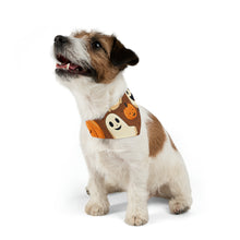DistinctInk Adjustable Pet Banana Collar with "Boo-ttifull Skeleton Cartoon Pattern Pumpkin" Design for Halloween
