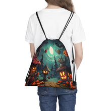 DistinctInk Drawstring Bag / Backpack with Trick or Treat Fun Design for Halloween