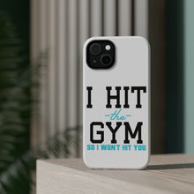 DistinctInk ToughCase for Apple iPhone, Compatible with MagSafe Charging - I Hit the Gym So I Won't Hit You