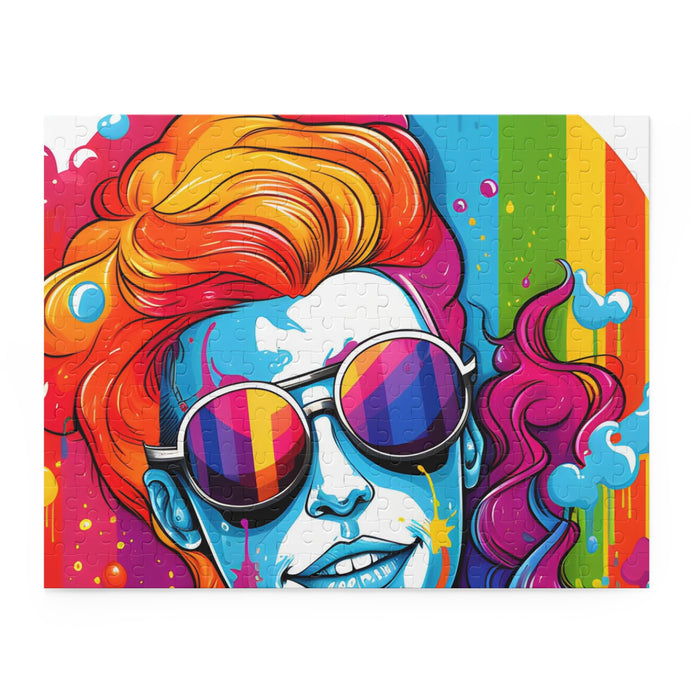 DistinctInk Jigsaw Puzzle with Leading with Courage and Grace Design for LGBTQ+ Pride