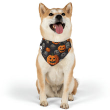 DistinctInk Adjustable Pet Banana Collar with Haunted Harvest Time Design for Halloween