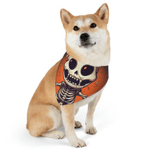 DistinctInk Adjustable Pet Banana Collar with Skelly's Halloween Bash Design for Halloween