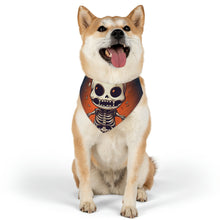 DistinctInk Adjustable Pet Banana Collar with Skelly's Halloween Bash Design for Halloween