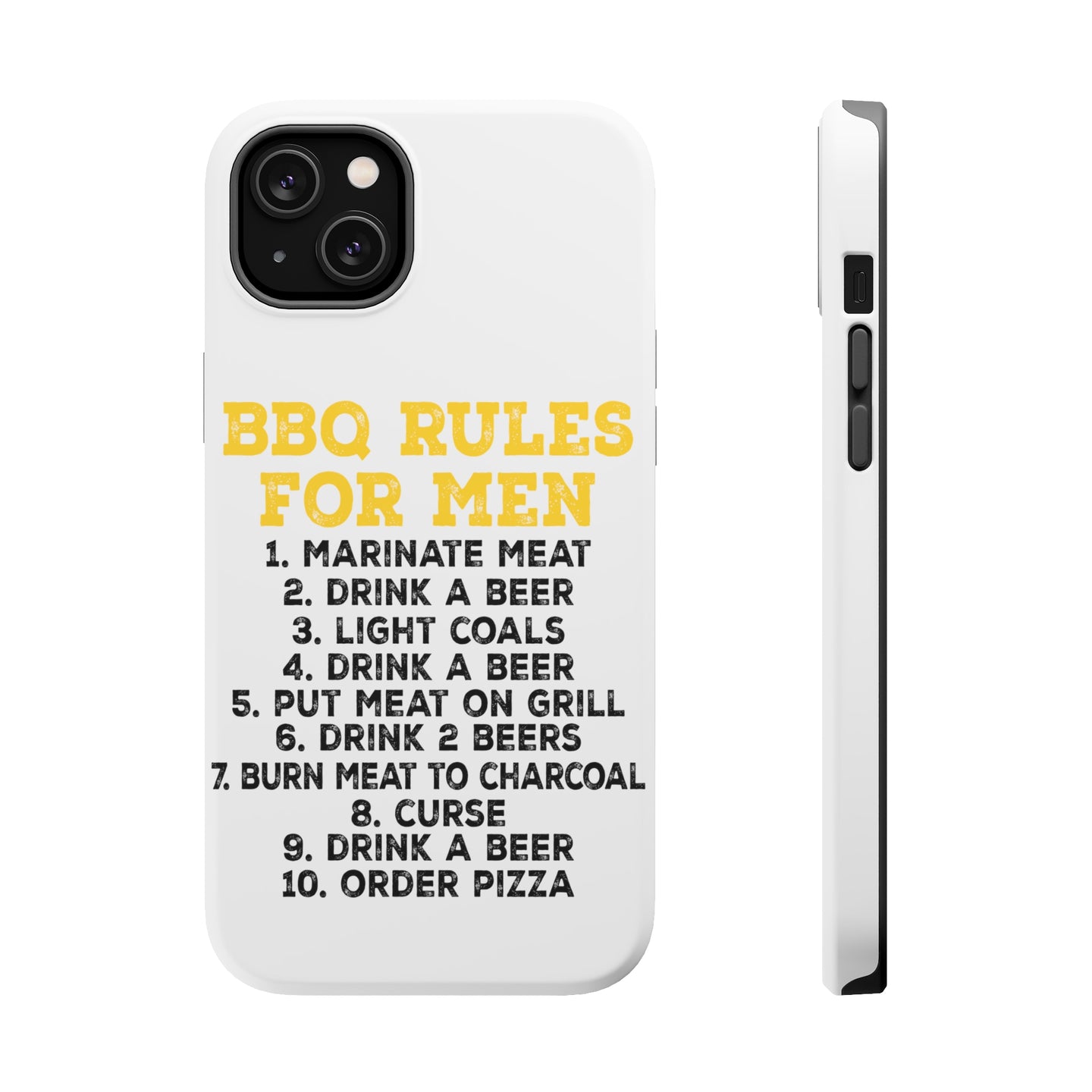 DistinctInk ToughCase for Apple iPhone, Compatible with MagSafe Charging - BBQ Rules for Men