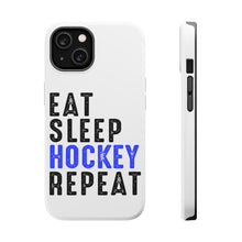 DistinctInk ToughCase for Apple iPhone, Compatible with MagSafe Charging - Eat Sleep Hockey Repeat