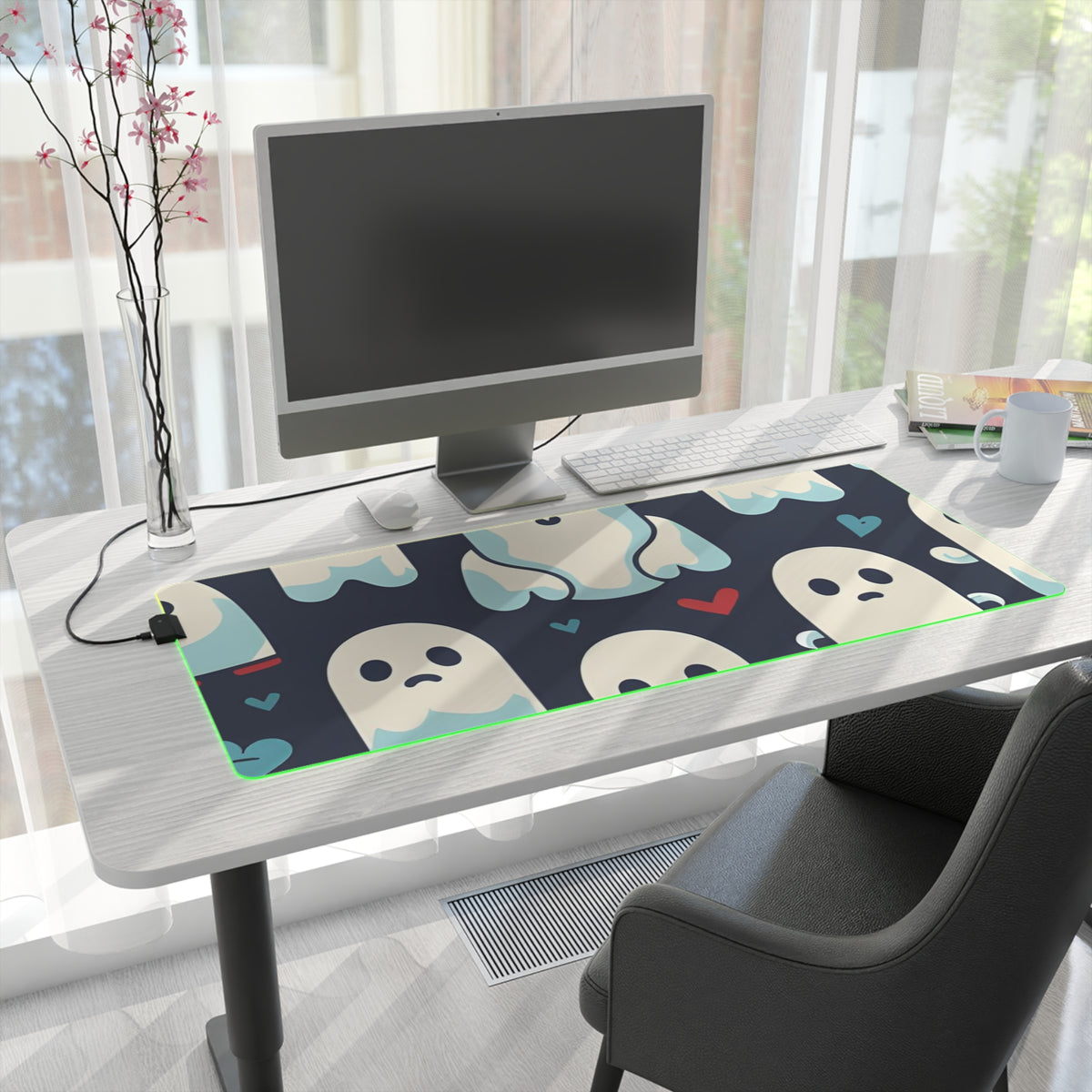 LED Gaming Mouse Pad with Skelephants and Ghostly Ghouls Design for Halloween, view 28