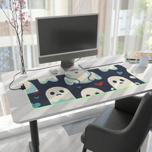 DistinctInk LED Gaming Mouse Pad with Skelephants and Ghostly Ghouls Design for Halloween