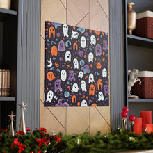 DistinctInk Canvas Wall Art with Skeletal Ghostly Pumpkins for Halloween