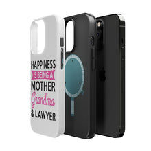 DistinctInk ToughCase for Apple iPhone, Compatible with MagSafe Charging - Happiness is Being a Mother Grandma Lawyer