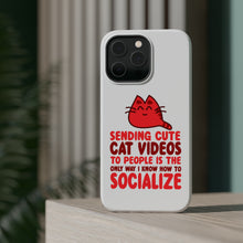 DistinctInk ToughCase for Apple iPhone, Compatible with MagSafe Charging - Sending Cute Cat Videos How I Socialize