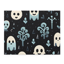 DistinctInk Jigsaw Puzzle with Ghastly Skeletal Shadows Design for Halloween
