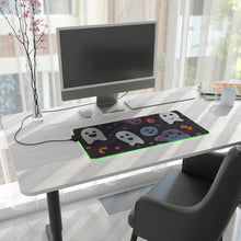 DistinctInk LED Gaming Mouse Pad with Skeletal Ghostly Pumpkins Design for Halloween