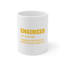DistinctInk Glossy White Coffee / Tea Mug - Engineer Definition - Caffeine and Last Minute