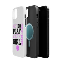 DistinctInk ToughCase for Apple iPhone, Compatible with MagSafe Charging - Volleyball Yes I Do Play Like a Girl
