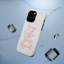 DistinctInk ToughCase for Apple iPhone, Compatible with MagSafe Charging - Yoga Coffee Sleep Repeat