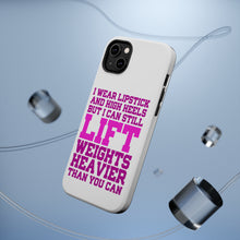 DistinctInk ToughCase for Apple iPhone, Compatible with MagSafe Charging - Lipstick & High Heels Can Life Weights Heavier