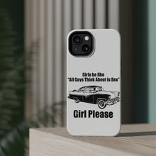 DistinctInk ToughCase for Apple iPhone, Compatible with MagSafe Charging - All Guys Think About is Sex - Cars!