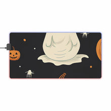 DistinctInk LED Gaming Mouse Pad with Spooky Skeleton Pumpkin Patch Design for Halloween
