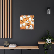 DistinctInk Canvas Wall Art with Ghostly Skeleton Pumpkin Patch for Halloween