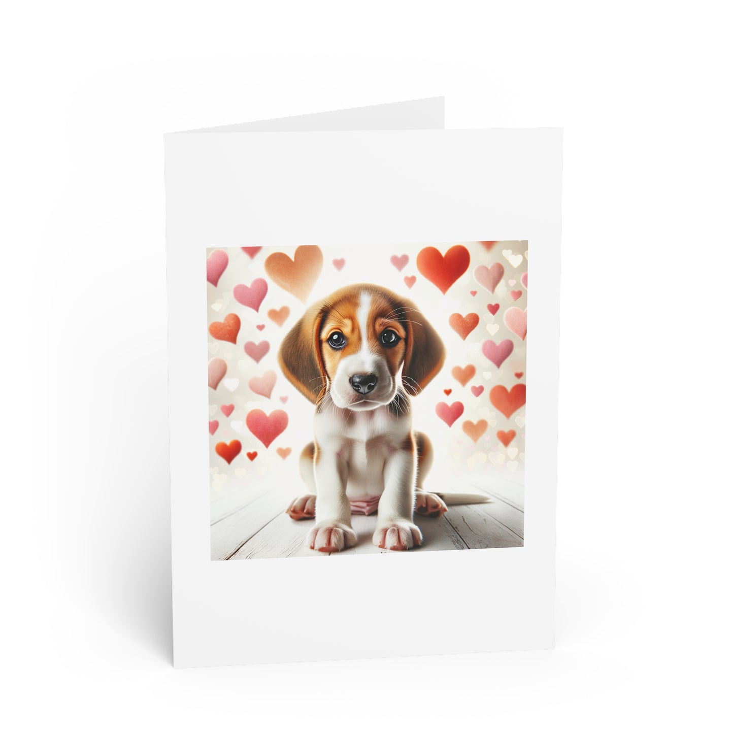 DistinctInk Greeting Card / Note Card - Valentine's Day English Foxhound Puppy