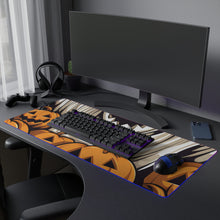 DistinctInk LED Gaming Mouse Pad with Ghostly Skeleton and Pumpkins Design for Halloween