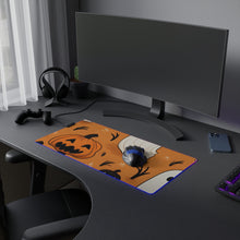 DistinctInk LED Gaming Mouse Pad with Ghost Skeleton Pumpkin Cartoons Design for Halloween