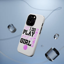 DistinctInk ToughCase for Apple iPhone, Compatible with MagSafe Charging - Volleyball Yes I Do Play Like a Girl