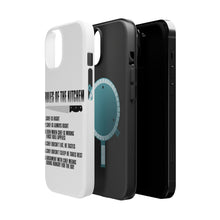 DistinctInk ToughCase for Apple iPhone, Compatible with MagSafe Charging - Rules of the Kitchen - Chef Is Right