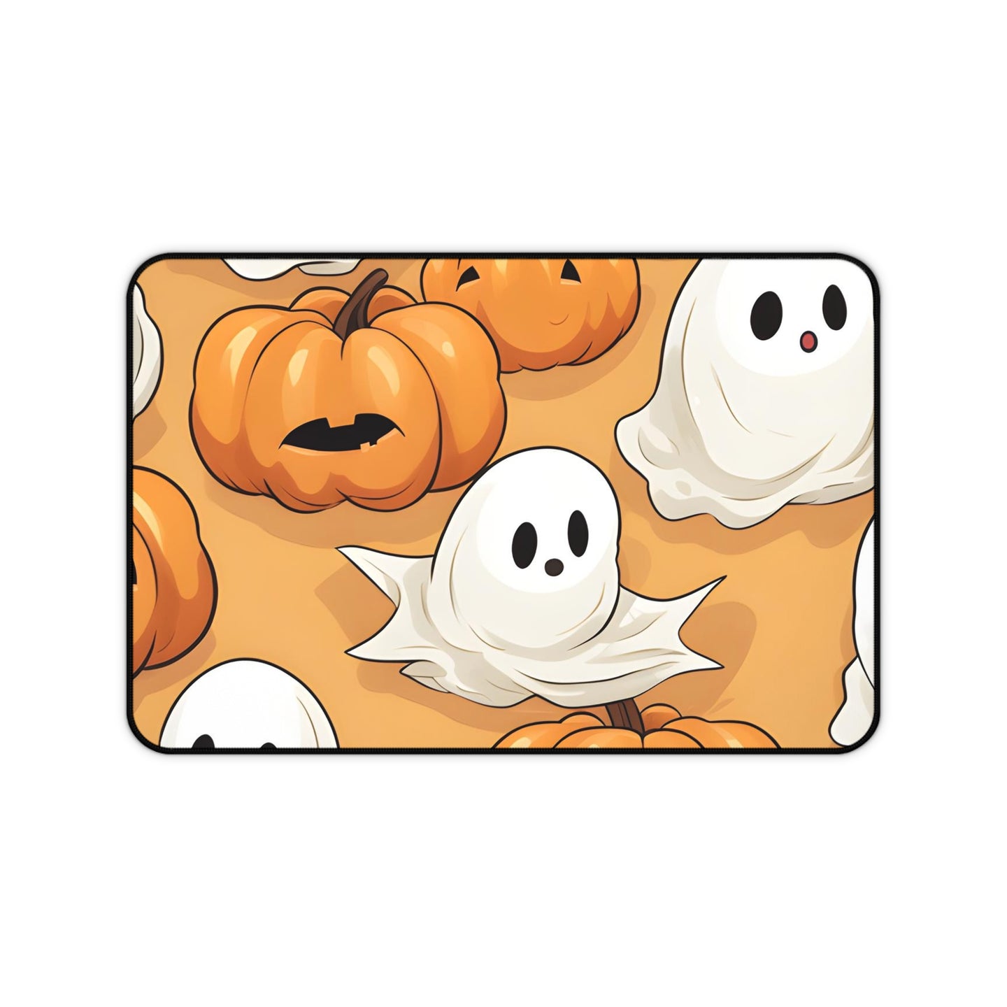 DistinctInk Desk Mat with Ghostly Skeleton Pumpkin Patch Design for Halloween