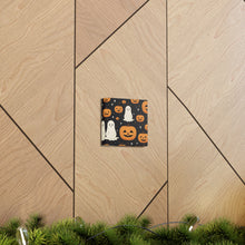 DistinctInk Canvas Wall Art with Spooky Skeleton Pumpkin Patch for Halloween